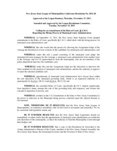 New Jersey State League of Municipalities Conference Resolution No