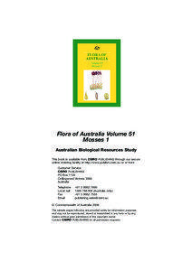 Flora of Australia Volume 51 Mosses 1 Australian Biological Resources Study
