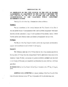ORDINANCE NO. 992 AN ORDINANCE OF THE CITY COUNCIL OF THE CITY OF SEASIDE AUTHORIZING AN AMENDMENT TO THE CONTRACT BETWEEN THE CITY COUNCIL OF THE CITY OF SEASIDE AND THE BOARD OF ADMINISTRATION OF THE CALIFORNIA PUBLIC 