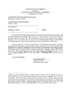 UNITED STATES OF AMERICA Before the SECURITIES AND EXCHANGE COMMISSION Washington, D.C[removed]ADMINISTRATIVE PROCEEDINGS RULINGS Release No[removed]July 16, 2014