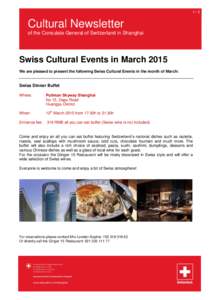 Event Announcement of the Consulate General of Switzerland in Shanghai - March 2015