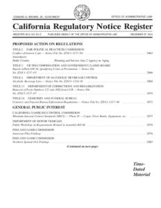 California Regulatory Notice Register 2013, Volume No. 52-Z