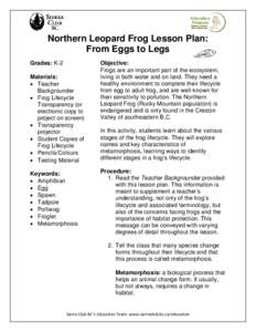 Microsoft Word - Northern Leopard Frog_From Eggs to Legs_Grades K-2