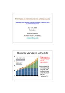 The Impact of Indirect Land Use Change (ILUC) Assessing Land Uses and Possible Sustainable Transition Paths to Biofuels Development May 12th, 2009 Rotterdam