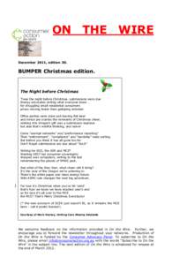 ON THE WIRE December 2011, edition 30. BUMPER Christmas edition.  The Night before Christmas