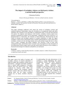 Australian e-Journal for the Advancement of Mental Health (AeJAMH), Vol. 2, Issue 2, 2003