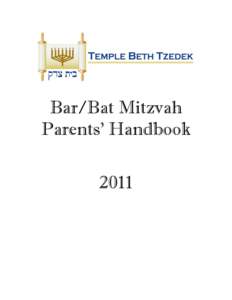 Bar/Bat Mitzvah Parents’ Handbook 2011 Table of Contents Letter to Parents ..............................................................................................................................................