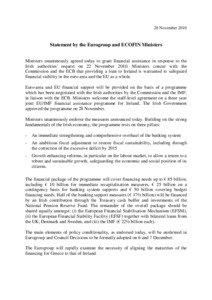Statement by the Eurogroup ECOFIN 28 Nov