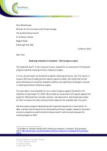 Paul Wheelhouse Minister for Environment and Climate Change The Scottish Government St. Andrew’s House Regent Road Edinburgh EH1 3DG