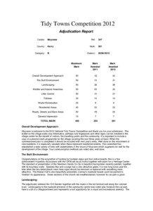 Tidy Towns Competition 2012 Adjudication Report Centre: