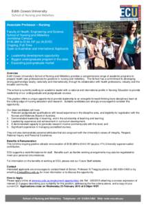 Edith Cowan University School of Nursing and Midwifery Associate Professor – Nursing Faculty of Health, Engineering and Science School of Nursing and Midwifery Joondalup Campus