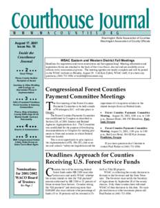 Washington State Association of Counties Washington Association of County Officials August 17, 2001 Issue No. 16