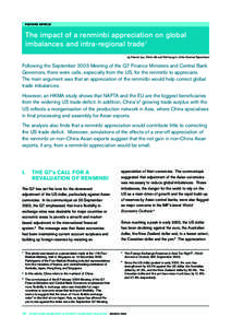 FEATURE ARTICLE  The impact of a renminbi appreciation on global imbalances and intra-regional trade1 by Francis Lau, Yik-ko Mo and Kim-hung Li of the External Department
