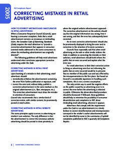 2005  Ad Complaints Report CORRECTING MISTAKES IN RETAIL ADVERTISING