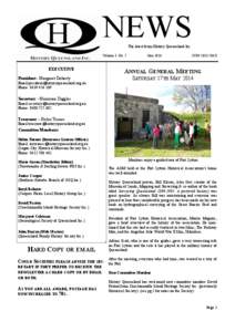 NEWS The latest from History Queensland Inc. Volume 3. No. 7