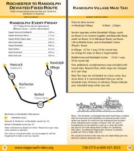 Rochester to Randolph Deviated Fixed Route Randolph Village Maxi Taxi  Public transportation between Hancock, Rochester,