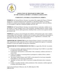 NATIONAL DISTRICT ATTORNEYS ASSOCIATION 99 Canal Center Plaza, Suite 510, Alexandria, VA3195 fax / www.ndaa.org __________________________________________________  RESOLUTION OF THE BOARD OF