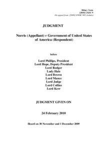 Norris (Appellant) v Government of United States of America (Respondent)