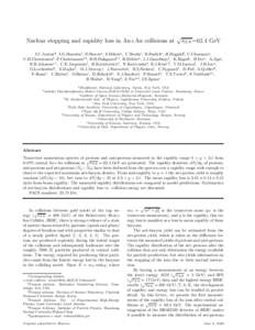 Nuclear stopping and rapidity loss in Au+Au collisions at  √ sN N =62.4 GeV  I.C.Arsenek , I.G.Beardenf , D.Beavisa , S.Bekelej , C.Besliui , B.Budicke , H.Bøggildf , C.Chasmana ,