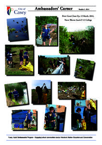 Ambassadors’ Corner  Number 1, 2014 River Gum Clean-Up, 13 March, 2014, Narre Warren South P-12 College