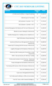 CTC 2015 SEMINAR LISTING SEMINAR CONTACT HRS.