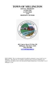 TOWN OF MILLINGTON RENTAL PROPERTY GUIDE FOR LANDLORDS AND PROPERTY OWNERS