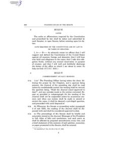 Public law / Separation of powers / Standing Rules of the United States Senate /  Rule VI / United States Senate / Standing Rules of the United States Senate /  Rule XII / United States Congress / Standing Rules of the United States Senate / Government / Quorum
