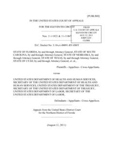 Politics / History of the United States / Florida et al v. United States Department of Health and Human Services / Standing / Patient Protection and Affordable Care Act / Law