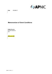 Date  DD/MM/YY Memorandum of Grant Conditions