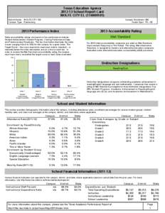 Texas Education Agency[removed]School Report Card WOLFE CITY EL[removed]District Name: WOLFE CITY ISD Campus Type: Elementary