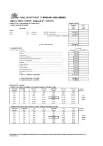 IRRIGATED COTTON - Bollgard II® COTTON Southern Zone - Murrumbidgee & Lachlan Rivers 1.GROSS MARGIN BUDGET: Summer[removed]