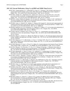 2005 Acknowledgements of SPDF/NSSDC  Page[removed]AGU Journal Publications Citing Use of SPDF and NSSDC Data Services B54927-00A: Anagnostopoulos, G. C., Efthymiadis, D., Sarris, E. T., Krimigis, S. M., Evidence and featu