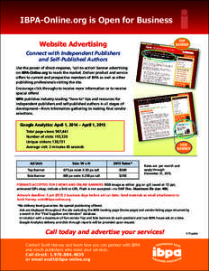 Web analytics / Independent Book Publishers Association / Advertising / Web banner / Compensation / Google Analytics / Google / Landing page / Clickthrough rate / Internet / Internet marketing / Business