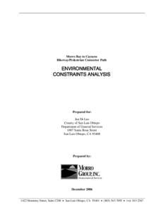 Morro Bay to Cayucos Bikeway/Pedestrian Connector Path ENVIRONMENTAL CONSTRAINTS ANALYSIS