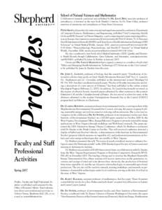 School of Natural Sciences and Mathematics  Collaborative research conducted and published by Dr. Jason Best, associate professor of astrophysics, is featured in the new book Hamlet’s Universe, by Dr. Peter Usher, prof