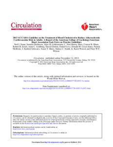 2013 ACC/AHA Guideline on the Treatment of Blood Cholesterol to Reduce Atherosclerotic Cardiovascular Risk in Adults: A Report of the American College of Cardiology/American Heart Association Task Force on Practice Guide