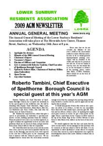 2009 AGM NEWSLETTER ANNUAL GENERAL MEETING