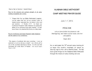 (Day by Day by Carolina V. Sandell-Berg.) Pray for the physical and spiritual strength of all camp meeting evangelists and workers. 7.