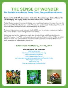 The Sense of Wonder: The Rachel Carson Poetry, Essay, Photo, Song and Dance Contest