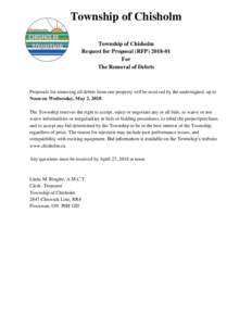Township of Chisholm Township of Chisholm Request for Proposal (RFPFor The Removal of Debris