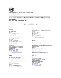 System of Environmental and Economic Accounting for Water / Statistics / Email / System of Integrated Environmental and Economic Accounting