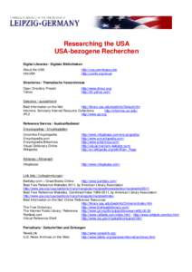 Researching the USA USA-bezogene Recherchen Digital Libraries / Digitale Bibliotheken About the USA InfoUSA