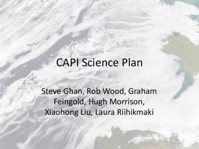 CAPI Science Plan Steve Ghan, Rob Wood, Graham Feingold, Hugh Morrison, Xiaohong Liu, Laura Riihikmaki  CAPI Science Questions