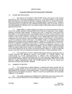 METHOD 3060A ALKALINE DIGESTION FOR HEXAVALENT CHROMIUM 1.0 SCOPE AND APPLICATION