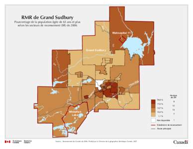 RMR de Grand Sudbury 806 Pourcentage de la population âgée de 65 ans et plus selon les secteurs de recensement (SR) de 2006