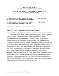 STATE OF NEW MEXICO ENVIRONMENTAL IMPROVEMENT BOARD CITY OF ALBUQUERQUE AND COUNTY OF BERNALILLO AIR QUALITY CONTROL BOARD ________________________________________________ )