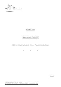 A V I S N° 1.811 ----------------------- Séance du mardi 17 juillet 2012 -------------------------------------------