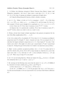 Additive Number Theory Examples SheetW. T. G.  (i) Deduce the following extension of Roth’s theorem from Ruzsa’s lemma (and