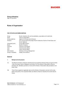 Group directive Date: 16 June 2014 Rules of Organisation  List of terms and abbreviations