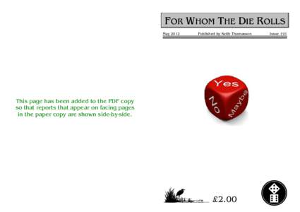 For Whom The Die Rolls #191 - May 2012